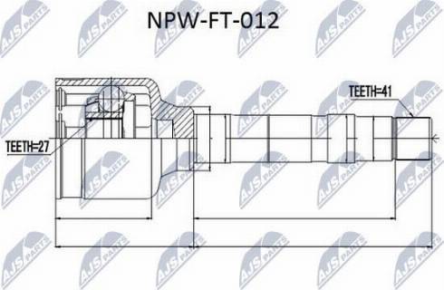 NTY NPW-FT-012 - Шарнирный комплект, ШРУС, приводной вал avtokuzovplus.com.ua