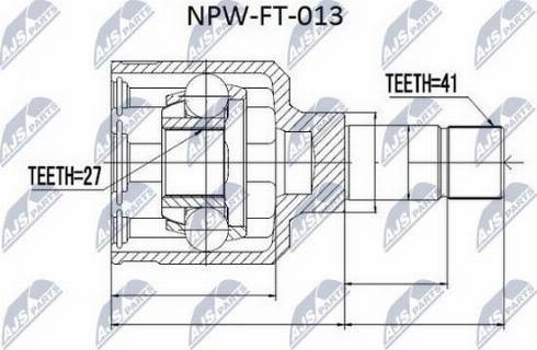 NTY NPW-FT-013 - Шарнирный комплект, ШРУС, приводной вал avtokuzovplus.com.ua