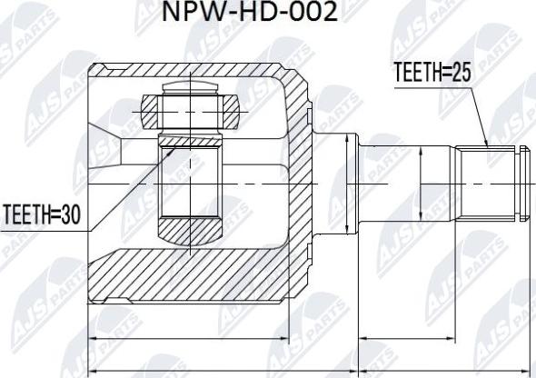 NTY NPW-HD-002 - Шарнірний комплект, ШРУС, приводний вал autocars.com.ua