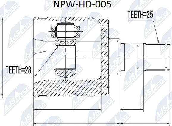 NTY NPW-HD-005 - Шарнирный комплект, ШРУС, приводной вал avtokuzovplus.com.ua