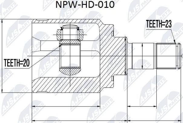 NTY NPW-HD-010 - Шарнірний комплект, ШРУС, приводний вал autocars.com.ua