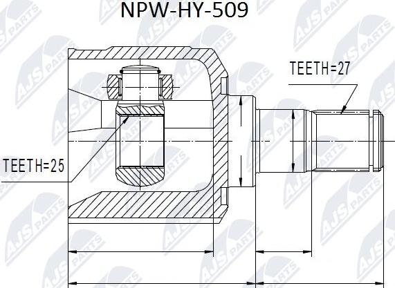 NTY NPW-HY-509 - Шарнирный комплект, ШРУС, приводной вал avtokuzovplus.com.ua