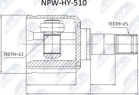 NTY NPW-HY-510 - Шарнирный комплект, ШРУС, приводной вал avtokuzovplus.com.ua