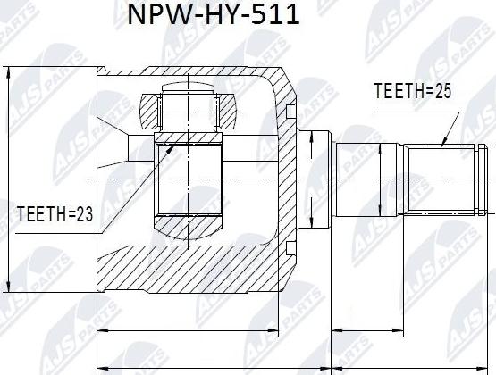 NTY NPW-HY-511 - Шарнирный комплект, ШРУС, приводной вал avtokuzovplus.com.ua