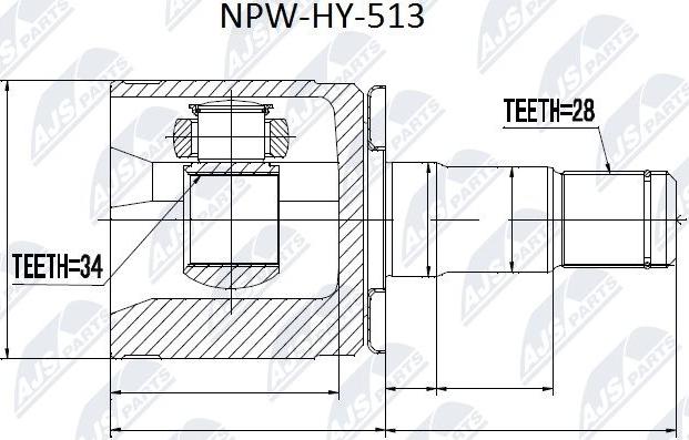 NTY NPW-HY-513 - Шарнірний комплект, ШРУС, приводний вал autocars.com.ua