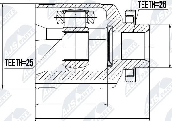 NTY NPW-HY-516 - Шарнирный комплект, ШРУС, приводной вал avtokuzovplus.com.ua