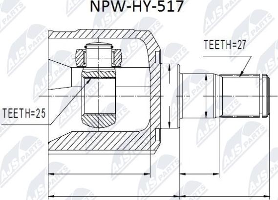 NTY NPW-HY-517 - Шарнірний комплект, ШРУС, приводний вал autocars.com.ua