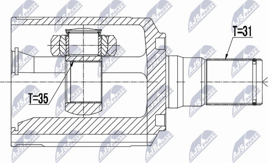 NTY NPW-HY-525 - Шарнірний комплект, ШРУС, приводний вал autocars.com.ua