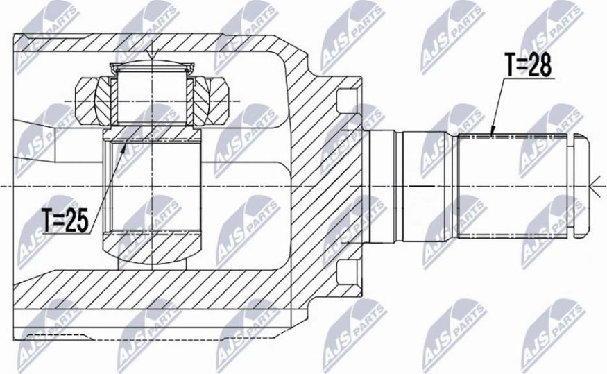 NTY NPW-HY-536 - Шарнірний комплект, ШРУС, приводний вал autocars.com.ua