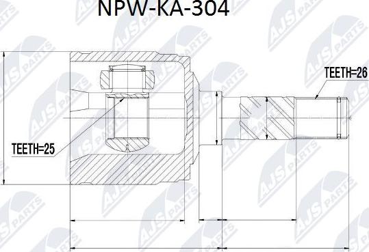 NTY NPW-KA-304 - Шарнірний комплект, ШРУС, приводний вал autocars.com.ua