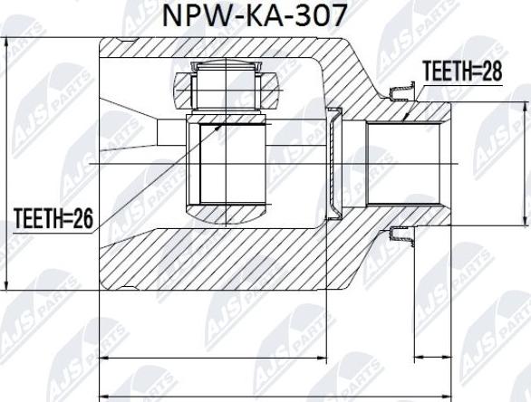 NTY NPW-KA-307 - Шарнирный комплект, ШРУС, приводной вал avtokuzovplus.com.ua