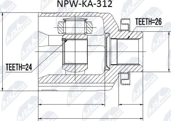 NTY NPW-KA-312 - Шарнірний комплект, ШРУС, приводний вал autocars.com.ua