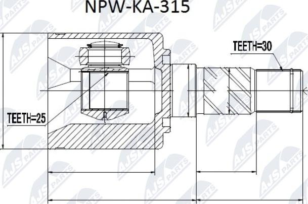 NTY NPW-KA-315 - Шарнирный комплект, ШРУС, приводной вал avtokuzovplus.com.ua