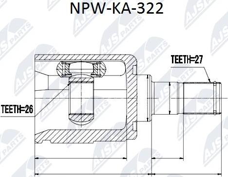 NTY NPW-KA-322 - Шарнірний комплект, ШРУС, приводний вал autocars.com.ua