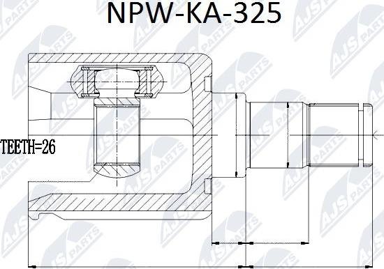 NTY NPW-KA-325 - Шарнірний комплект, ШРУС, приводний вал autocars.com.ua