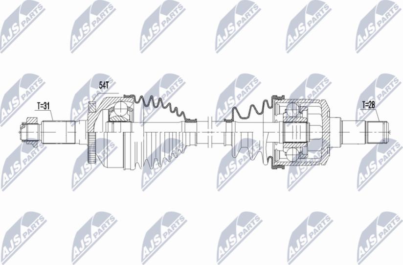 NTY NPW-KA-378 - Приводний вал autocars.com.ua