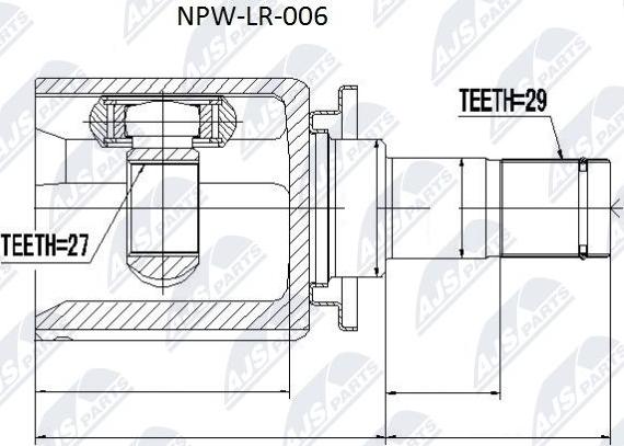 NTY NPW-LR-006 - Шарнірний комплект, ШРУС, приводний вал autocars.com.ua