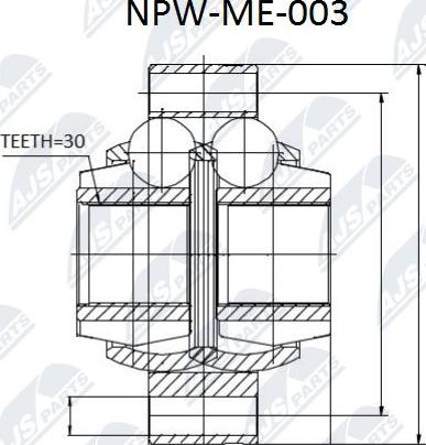 NTY NPW-ME-003 - Шарнірний комплект, ШРУС, приводний вал autocars.com.ua