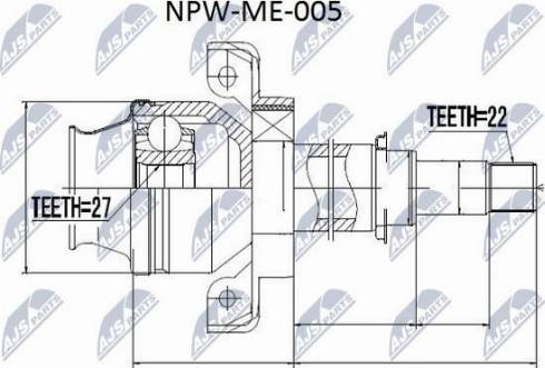 NTY NPW-ME-005 - Шарнірний комплект, ШРУС, приводний вал autocars.com.ua