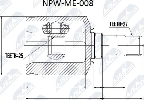 NTY NPW-ME-008 - Шарнирный комплект, ШРУС, приводной вал avtokuzovplus.com.ua