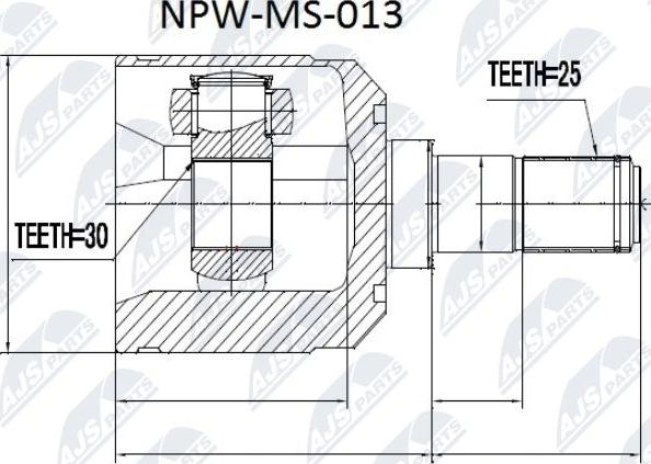 NTY NPW-MS-013 - Шарнірний комплект, ШРУС, приводний вал autocars.com.ua