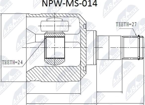 NTY NPW-MS-014 - Шарнірний комплект, ШРУС, приводний вал autocars.com.ua