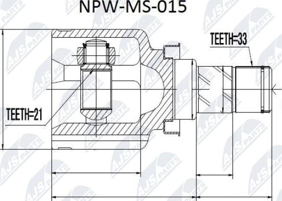 NTY NPW-MS-015 - Шарнірний комплект, ШРУС, приводний вал autocars.com.ua