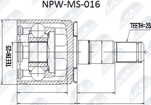 NTY NPW-MS-016 - Шарнірний комплект, ШРУС, приводний вал autocars.com.ua