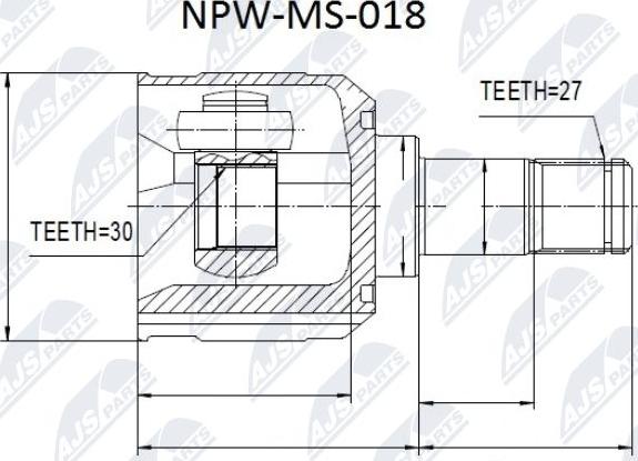 NTY NPW-MS-018 - Шарнирный комплект, ШРУС, приводной вал avtokuzovplus.com.ua