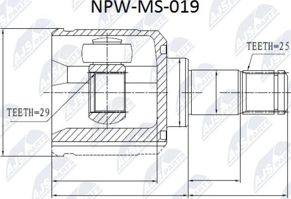 NTY NPW-MS-019 - Шарнірний комплект, ШРУС, приводний вал autocars.com.ua