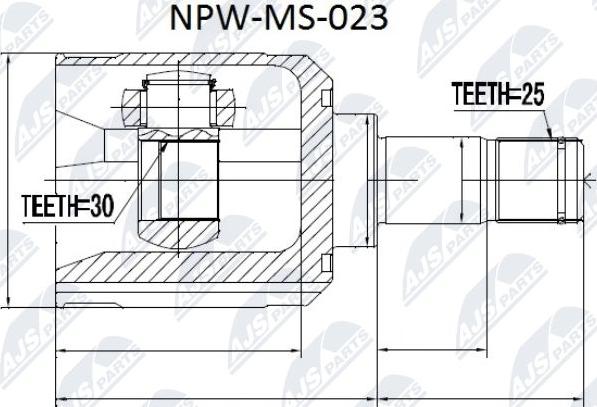 NTY NPW-MS-023 - Шарнірний комплект, ШРУС, приводний вал autocars.com.ua