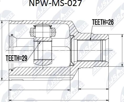 NTY NPW-MS-027 - Шарнірний комплект, ШРУС, приводний вал autocars.com.ua