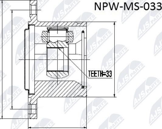 NTY NPW-MS-033 - Шарнірний комплект, ШРУС, приводний вал autocars.com.ua