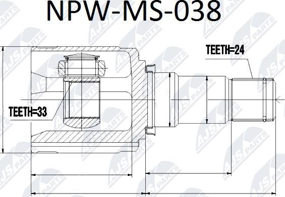 NTY NPW-MS-038 - Шарнирный комплект, ШРУС, приводной вал avtokuzovplus.com.ua