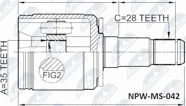 NTY NPW-MS-042 - Шарнирный комплект, ШРУС, приводной вал avtokuzovplus.com.ua