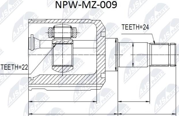 NTY NPW-MZ-009 - Шарнірний комплект, ШРУС, приводний вал autocars.com.ua