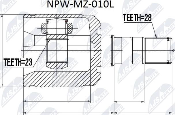 NTY NPW-MZ-010L - Шарнірний комплект, ШРУС, приводний вал autocars.com.ua