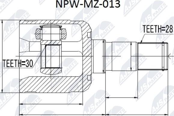 NTY NPW-MZ-013 - Шарнирный комплект, ШРУС, приводной вал avtokuzovplus.com.ua