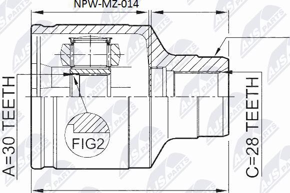 NTY NPW-MZ-014 - Шарнірний комплект, ШРУС, приводний вал autocars.com.ua