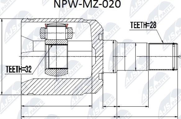 NTY NPW-MZ-020 - Шарнирный комплект, ШРУС, приводной вал avtokuzovplus.com.ua