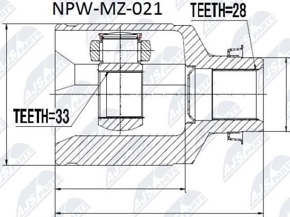 NTY NPW-MZ-021 - Шарнірний комплект, ШРУС, приводний вал autocars.com.ua