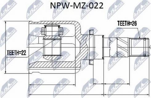 NTY NPW-MZ-022 - Шарнирный комплект, ШРУС, приводной вал avtokuzovplus.com.ua