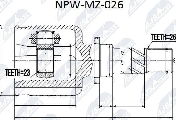 NTY NPW-MZ-026 - Шарнірний комплект, ШРУС, приводний вал autocars.com.ua