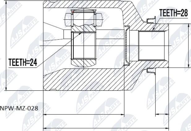 NTY NPW-MZ-028 - Шарнирный комплект, ШРУС, приводной вал avtokuzovplus.com.ua