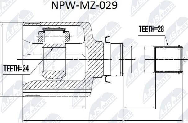 NTY NPW-MZ-029 - Шарнирный комплект, ШРУС, приводной вал avtokuzovplus.com.ua