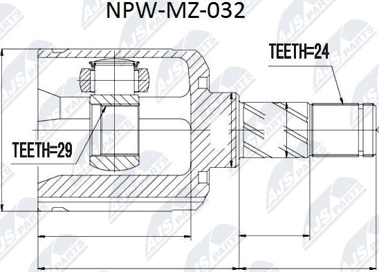 NTY NPW-MZ-032 - Шарнірний комплект, ШРУС, приводний вал autocars.com.ua