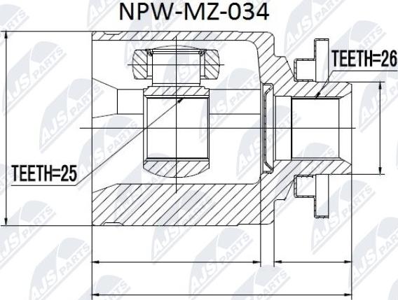 NTY NPW-MZ-034 - Шарнірний комплект, ШРУС, приводний вал autocars.com.ua