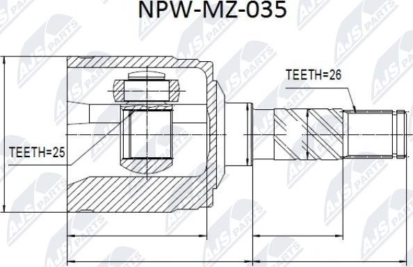 NTY NPW-MZ-035 - Шарнірний комплект, ШРУС, приводний вал autocars.com.ua