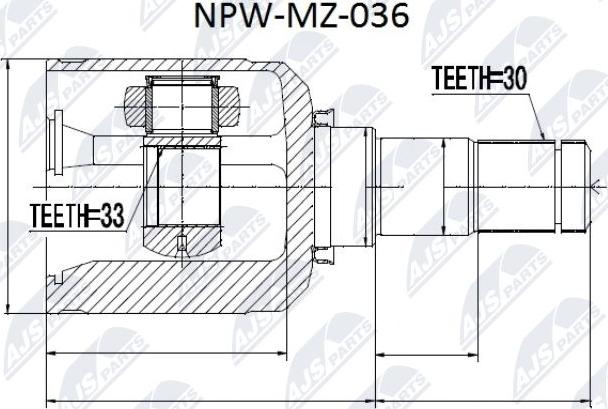 NTY NPW-MZ-036 - Шарнірний комплект, ШРУС, приводний вал autocars.com.ua