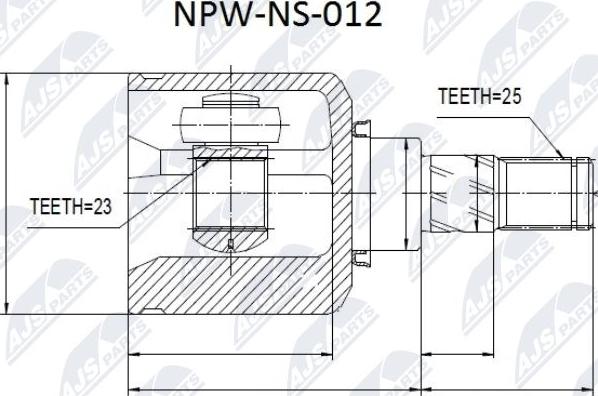 NTY NPW-NS-012 - Шарнирный комплект, ШРУС, приводной вал avtokuzovplus.com.ua